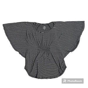 Mossimo black white horizontal striped butterfly sleeves tapered waist blouse S.